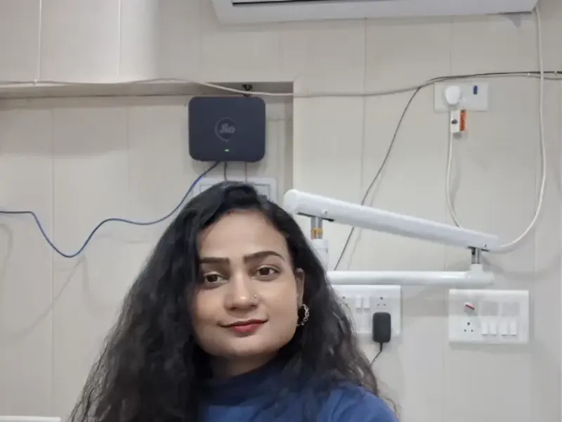 Dental treatment room with chair and equipment